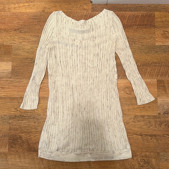 Moth Off White Scoop Neck Rib Knit Sweater Dress A19 - Picture 2 of 4